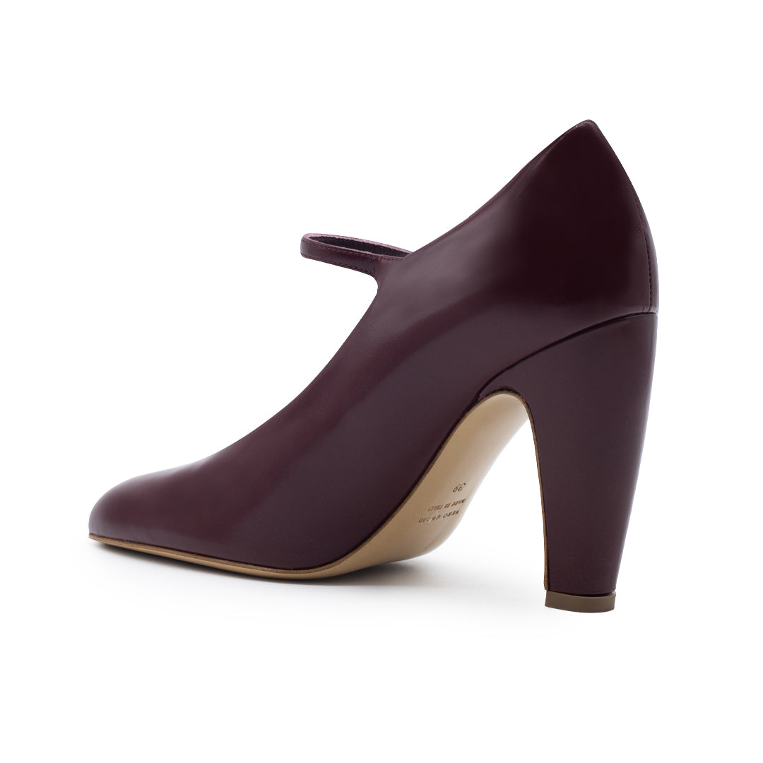 AGNES SHINY CALF LEATHER IN BORDEAUX