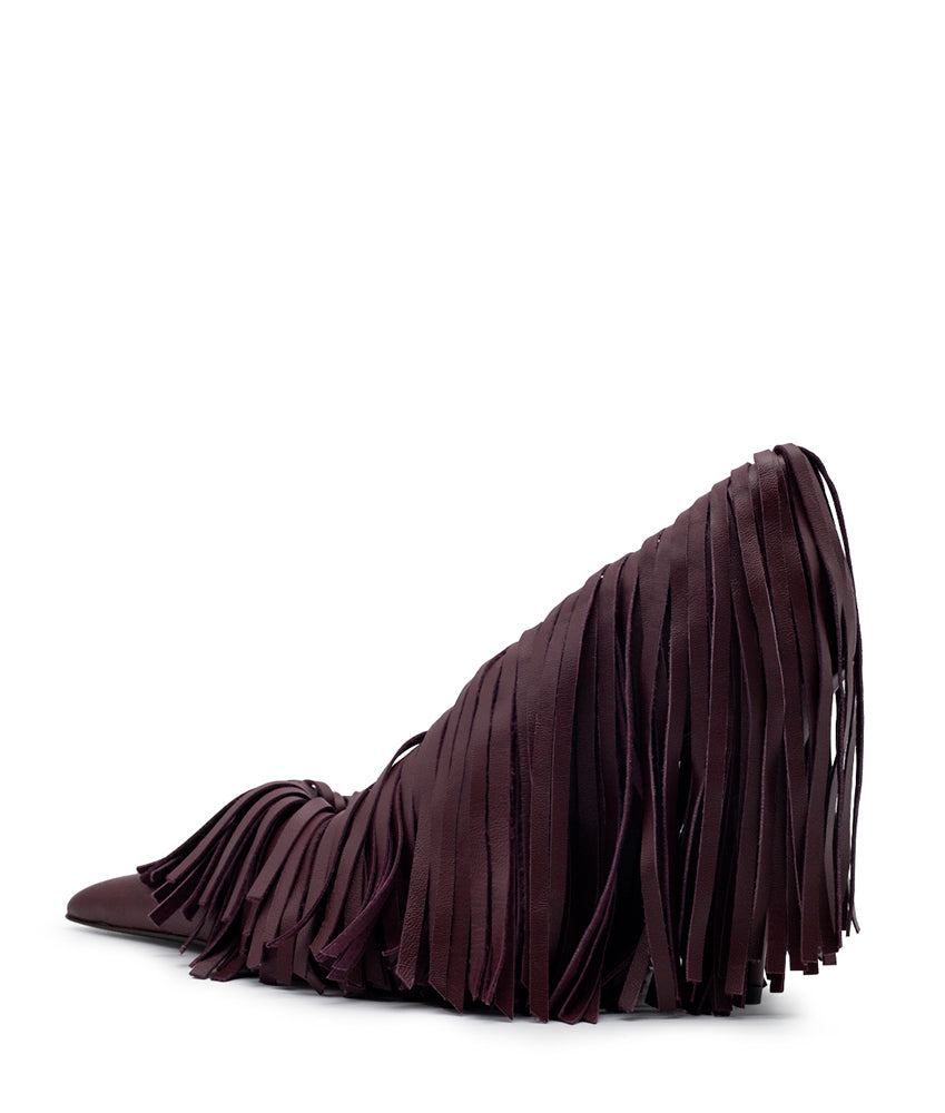 AMELIA FRINGES NAPPA IN BURGUNDY