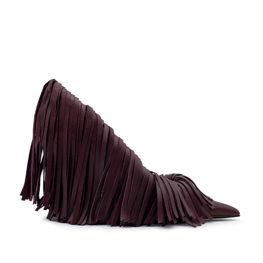 AMELIA FRINGES NAPPA IN BURGUNDY