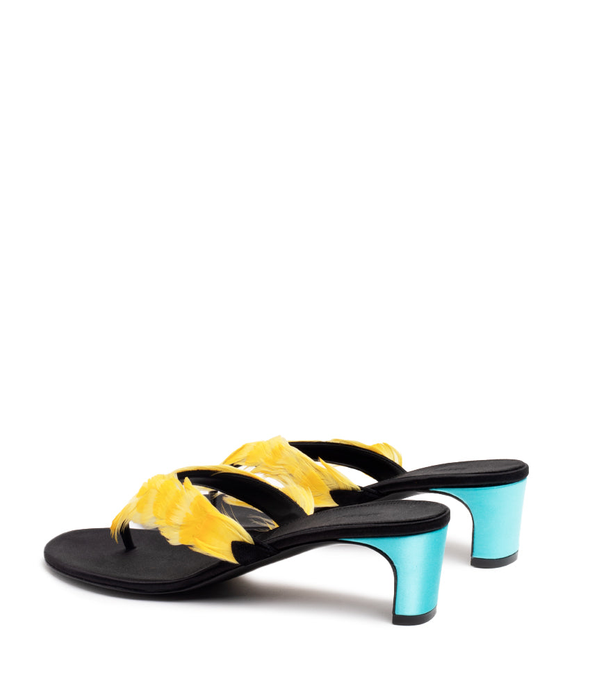 BEUYS FEATHER SATIN IN CYAN, BLACK AND YELLOW