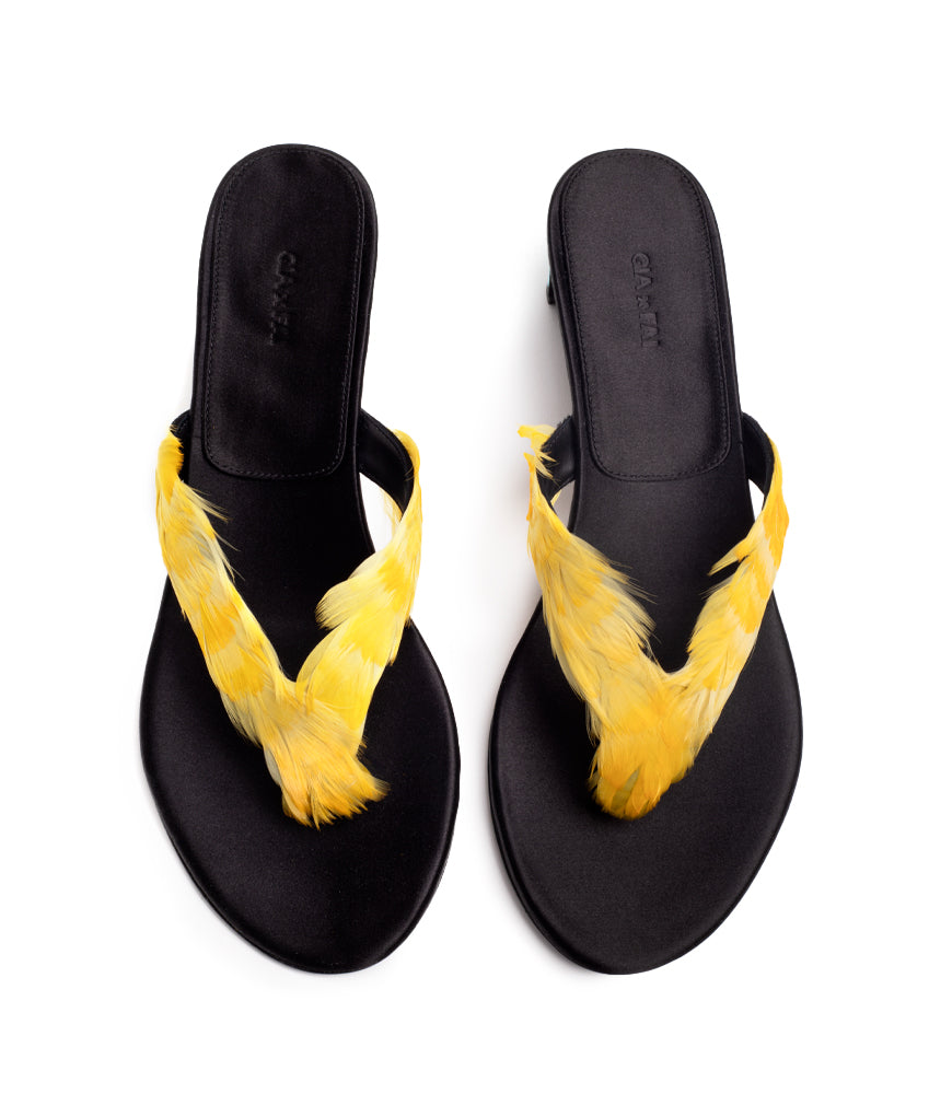 BEUYS FEATHER SATIN IN CYAN, BLACK AND YELLOW