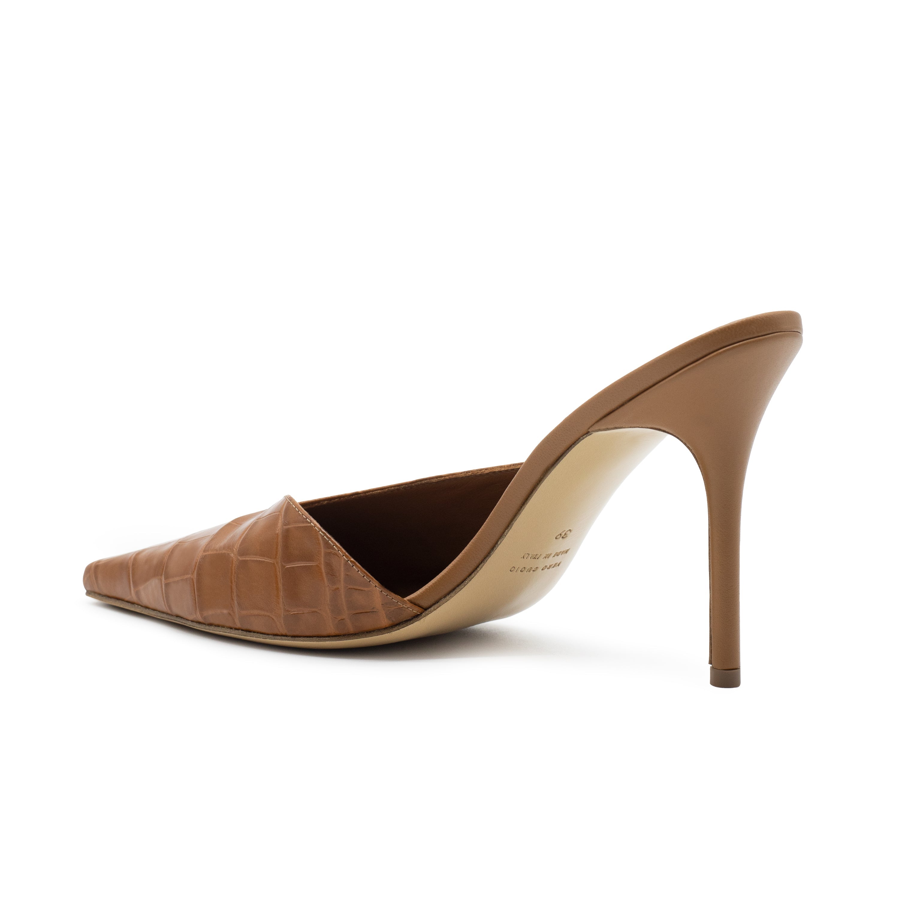 BOSS MULE TAN CROC PRINTED LEATHER