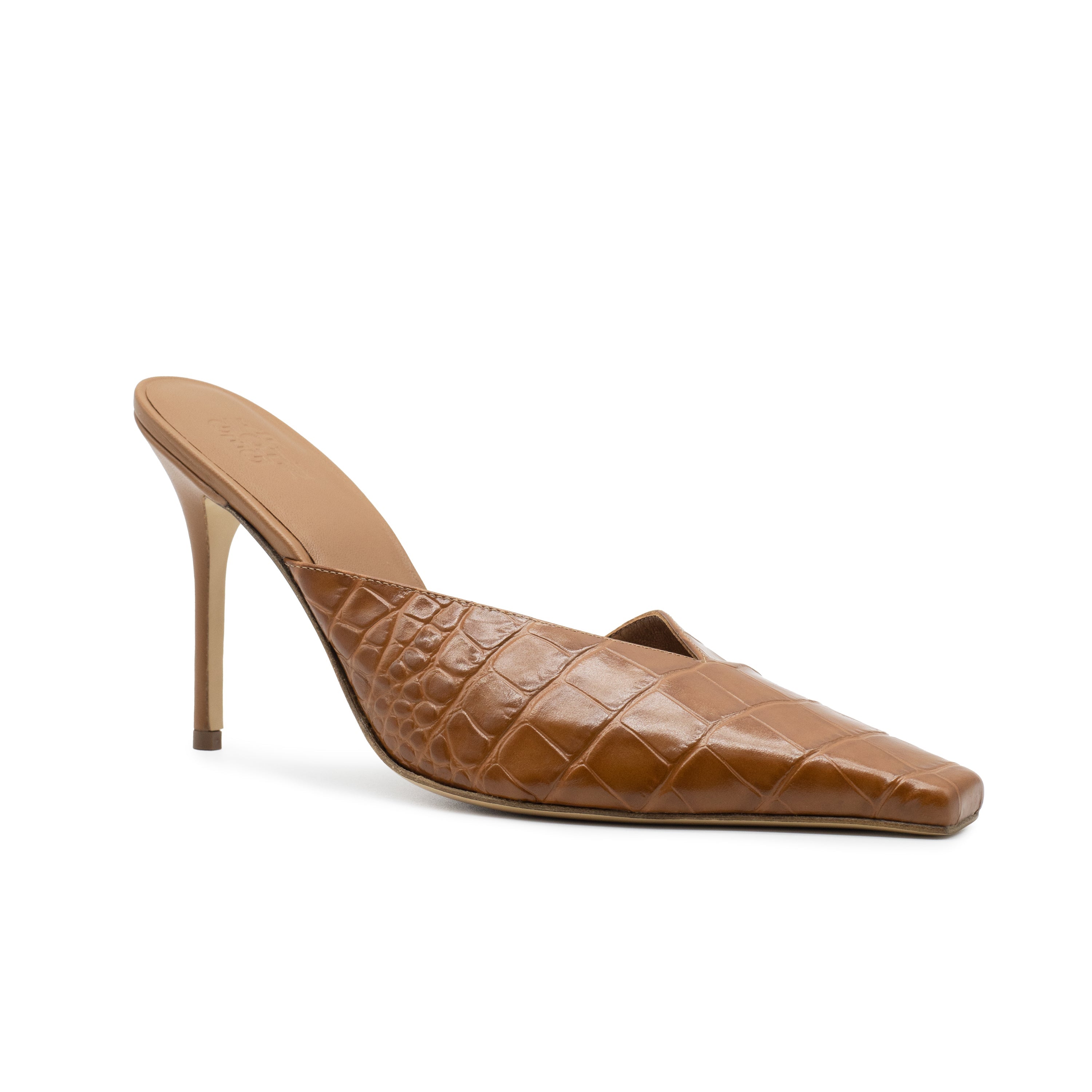 BOSS MULE TAN CROC PRINTED LEATHER