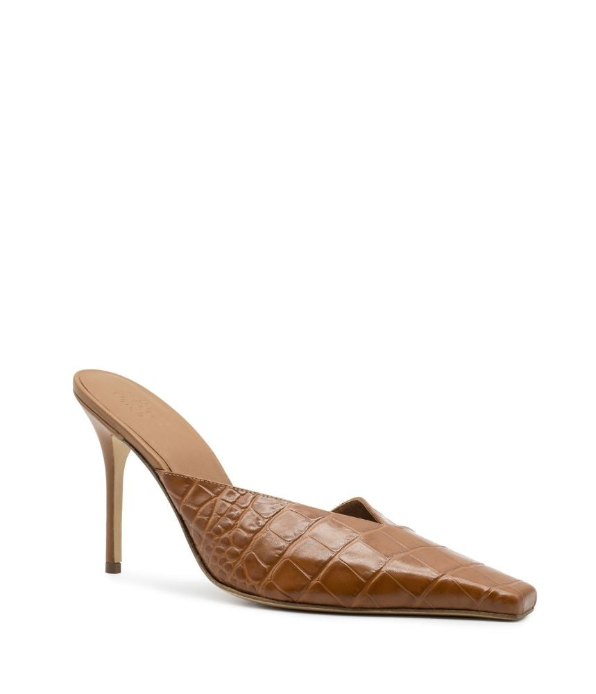 BOSS MULE CROC PRINTED LEATHER IN TAN