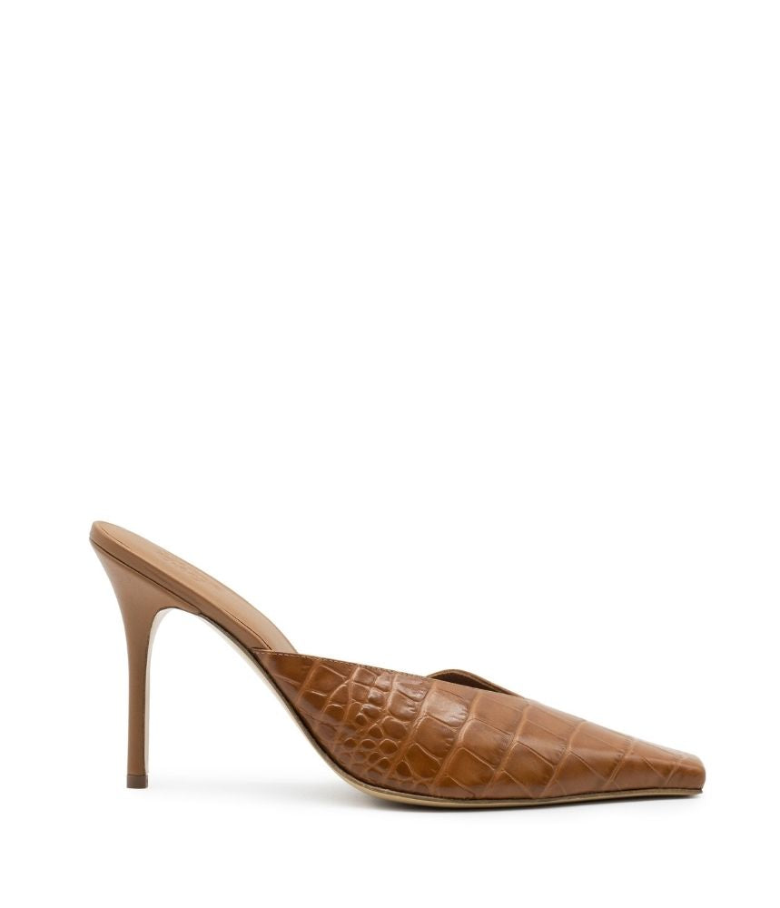 BOSS MULE CROC PRINTED LEATHER IN TAN