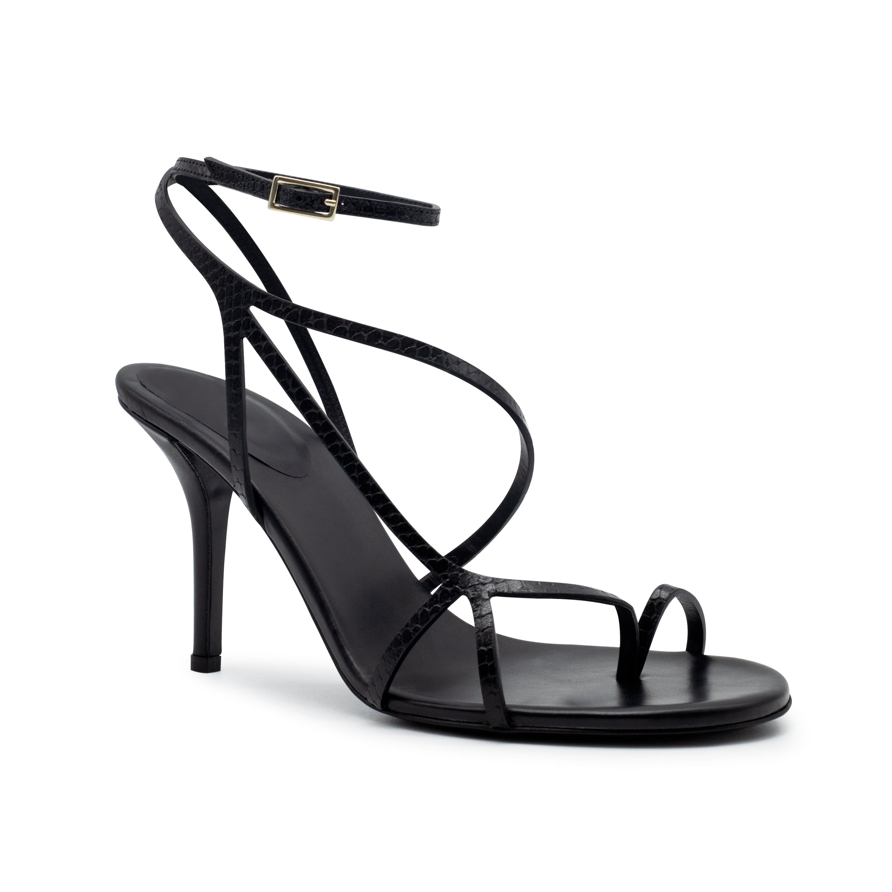 KORA PYTHON PRINTED BLACK LEATHER