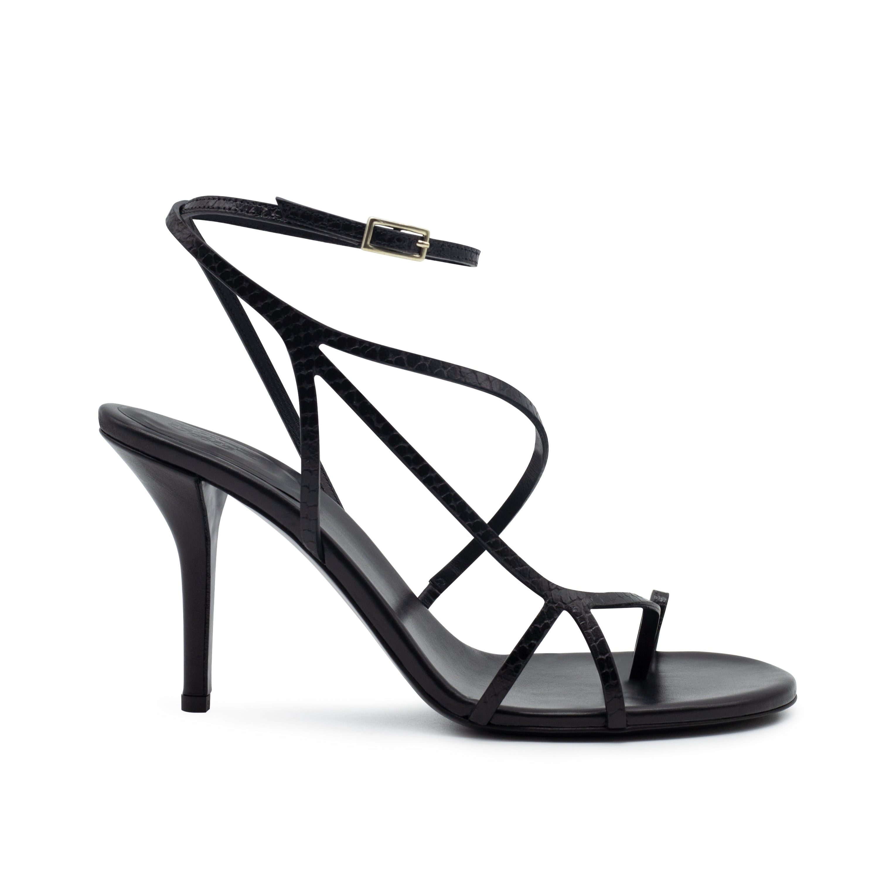 KORA PYTHON PRINTED BLACK LEATHER