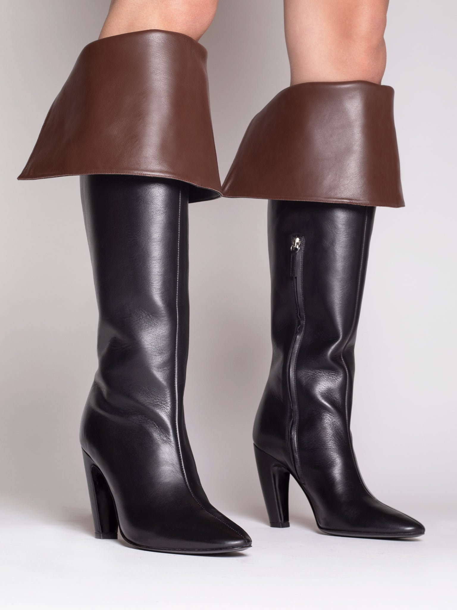 LOUISE BOOT BLACK/BROWN CALF LEATHER