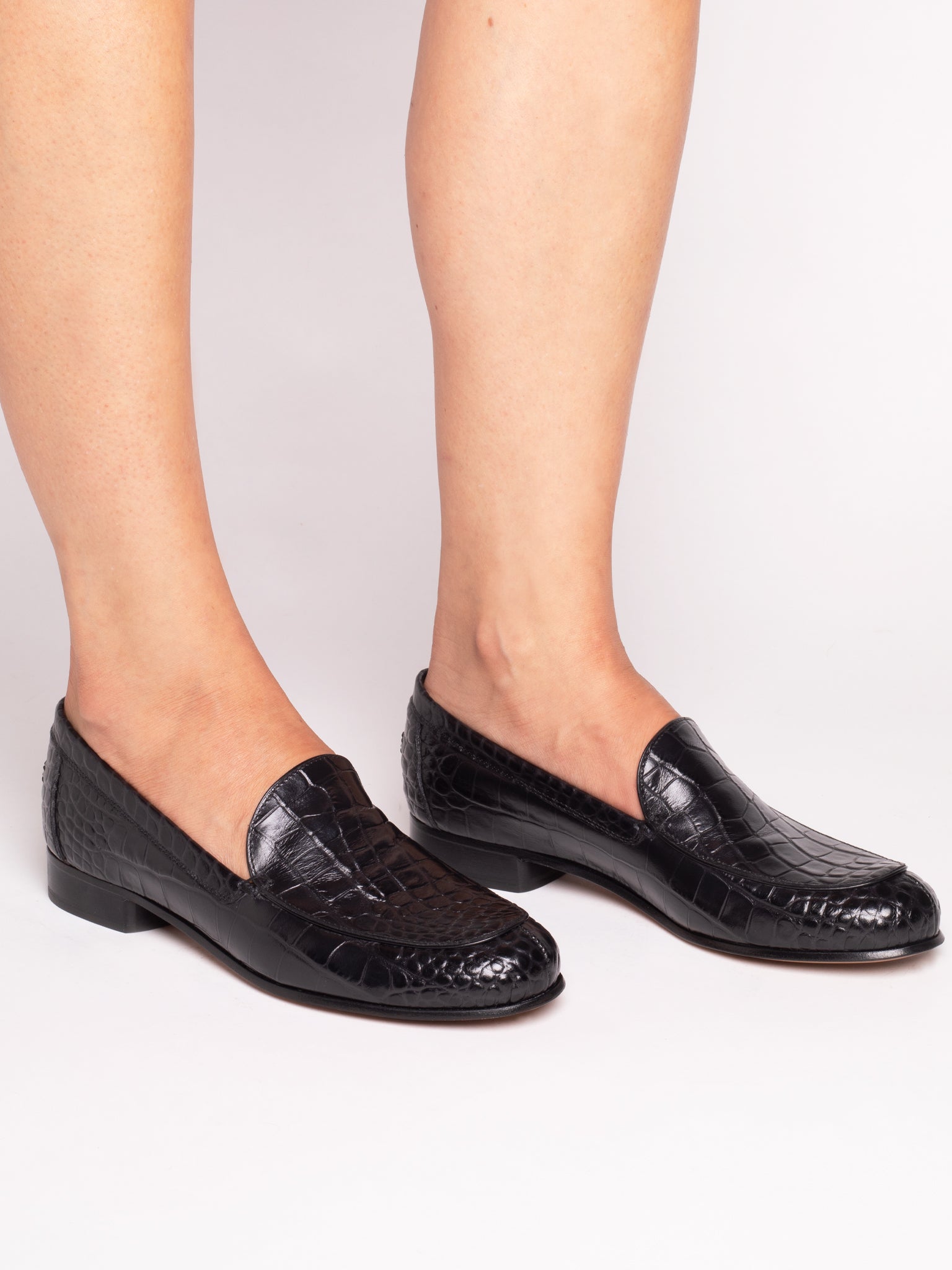 MONEY LOAFER BLACK CROC PRINTED LEATHER