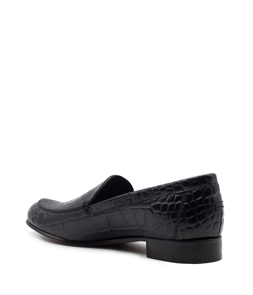 MONEY LOAFER CROC PRINTED LEATHER IN BLACK