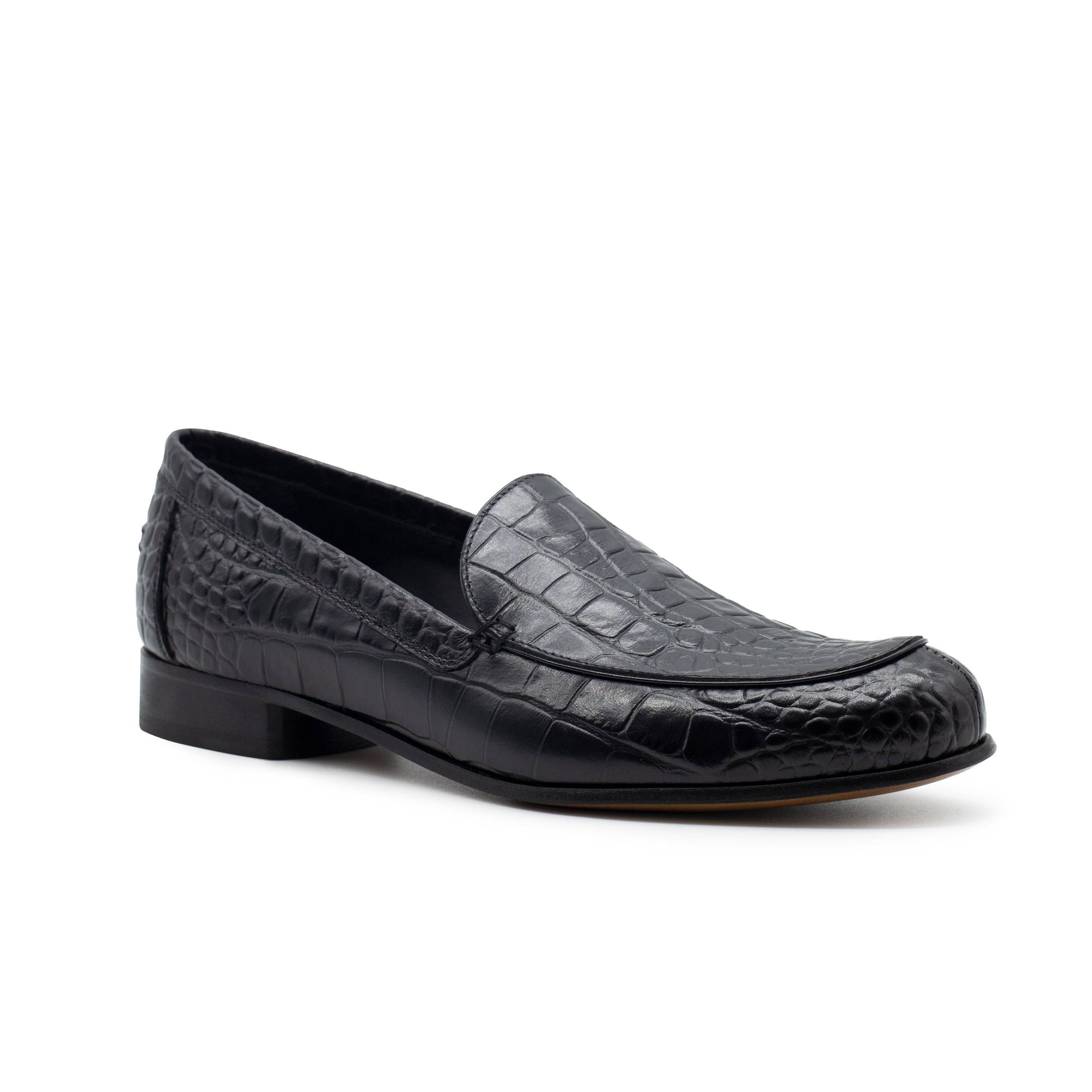 MONEY LOAFER BLACK CROC PRINTED LEATHER