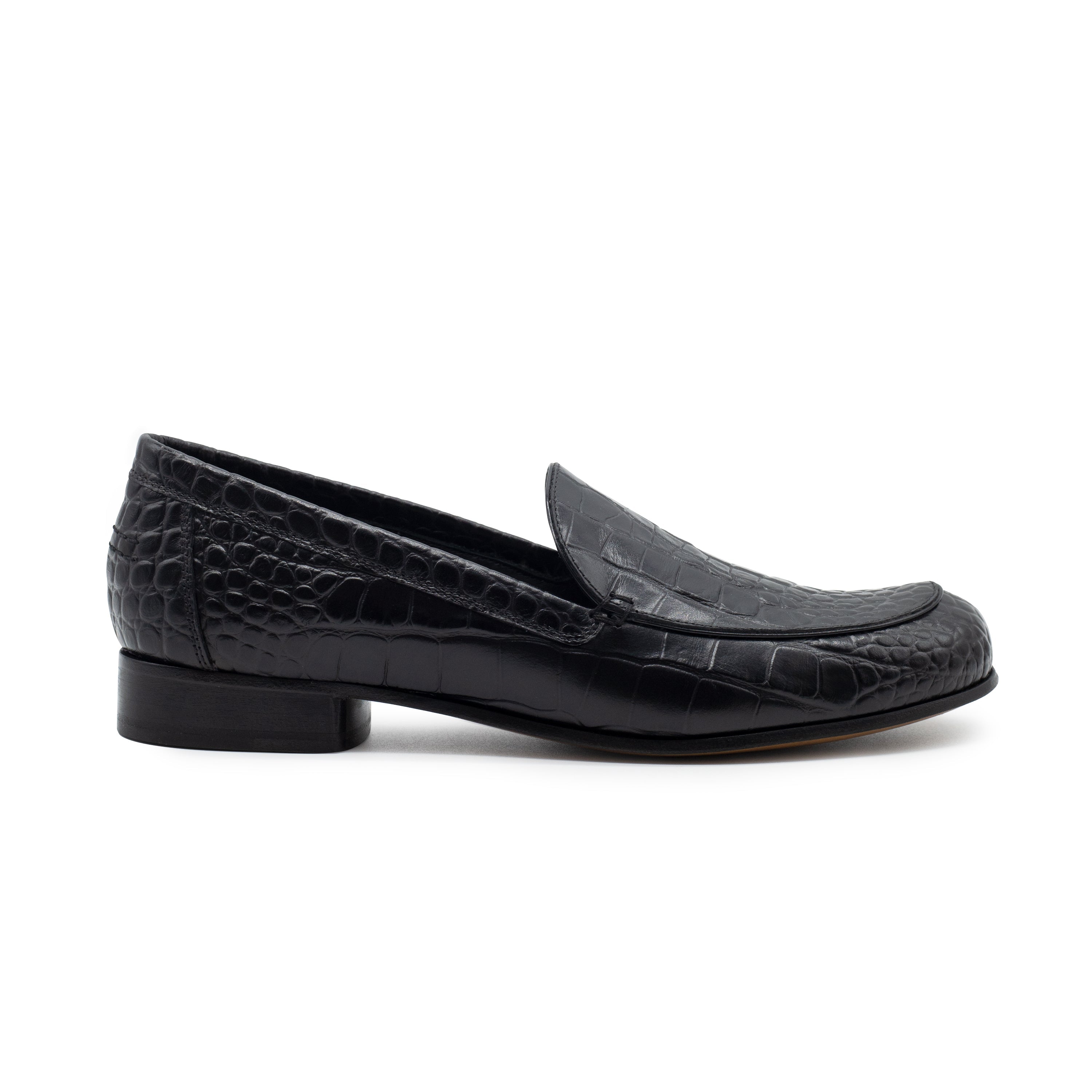 MONEY LOAFER BLACK CROC PRINTED LEATHER