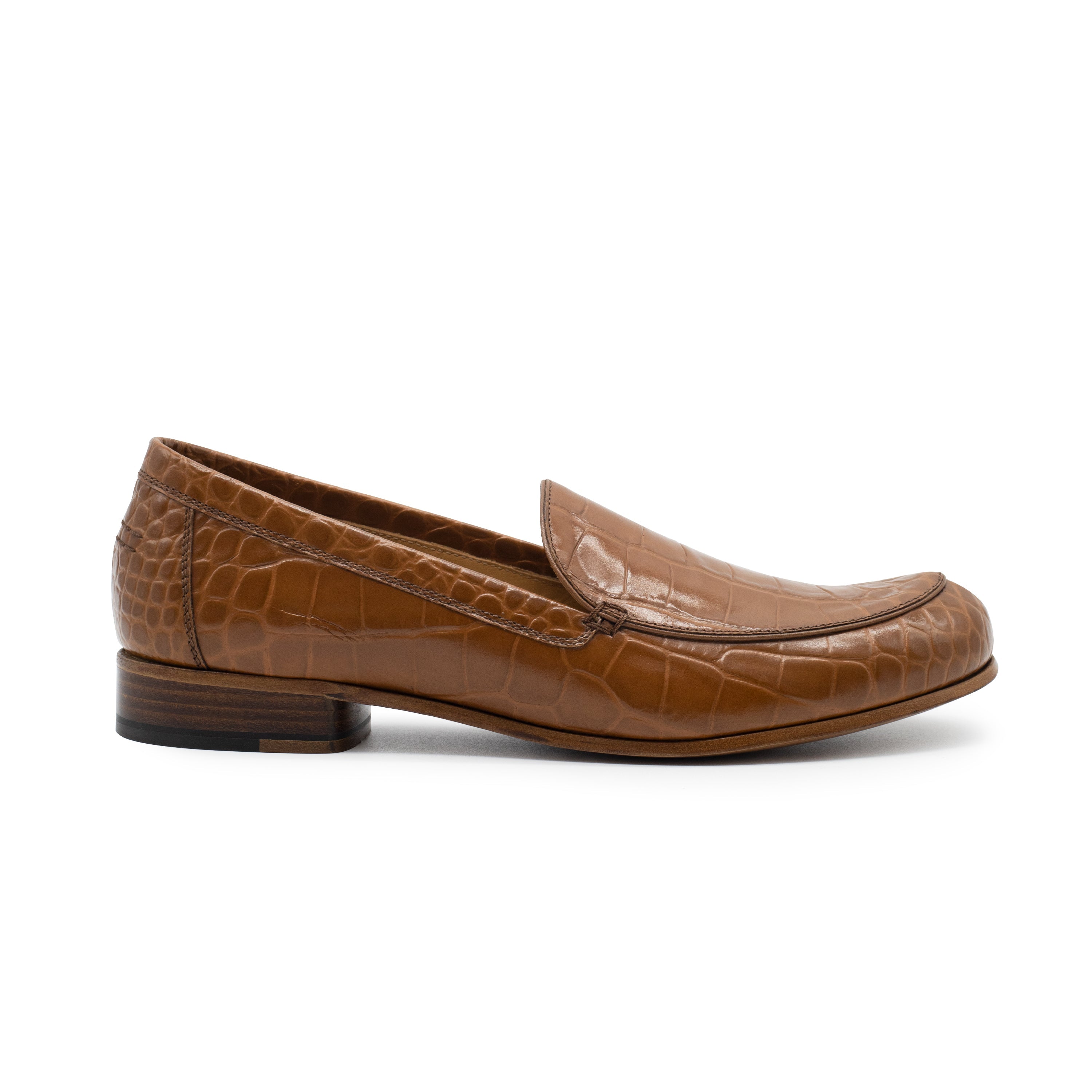MONEY LOAFER TAN CROC PRINTED LEATHER