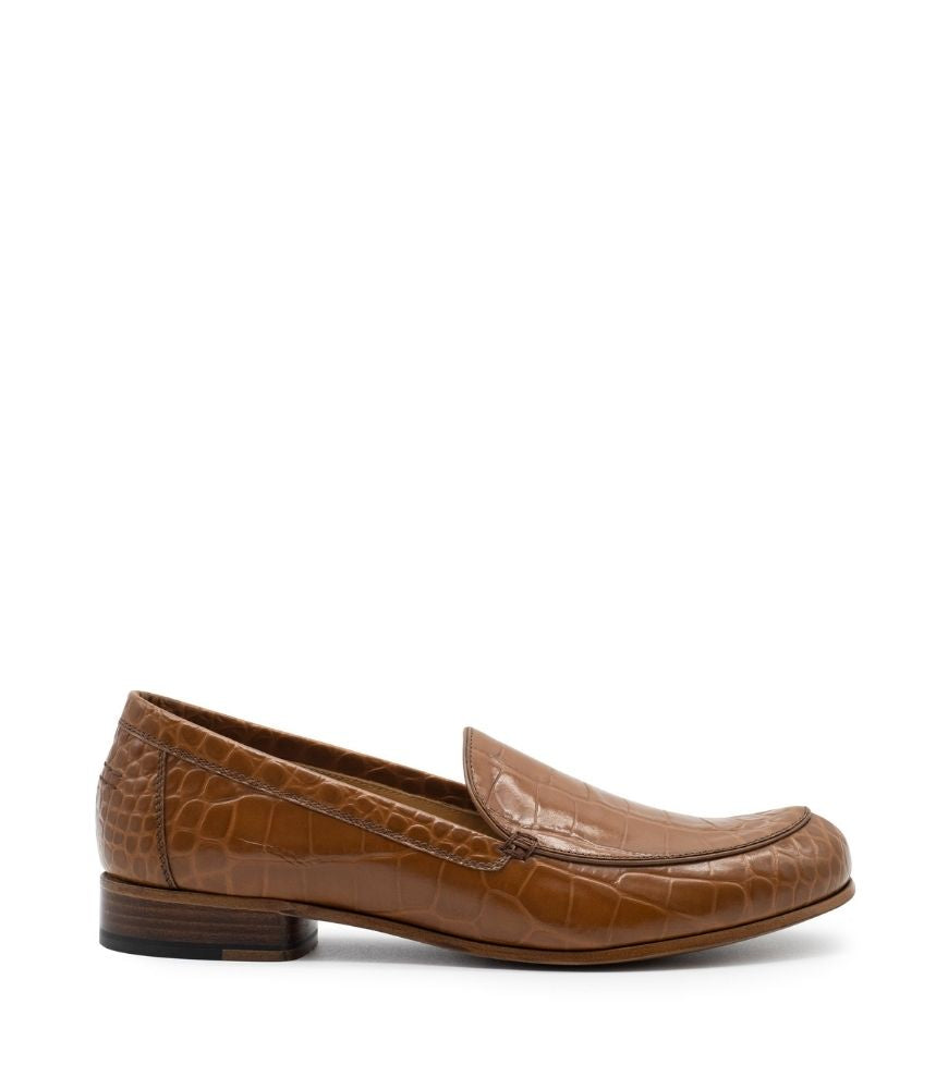 MONEY LOAFER CROC PRINTED LEATHER IN TAN