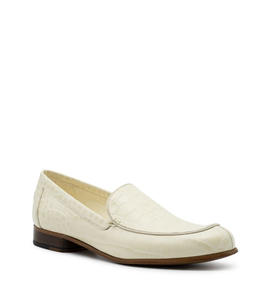 MONEY LOAFER CROC PRINTED LEATHER IN OFF WHITE