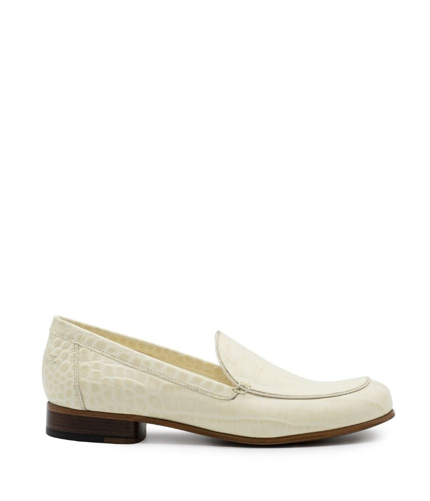 MONEY LOAFER CROC PRINTED LEATHER IN OFF WHITE