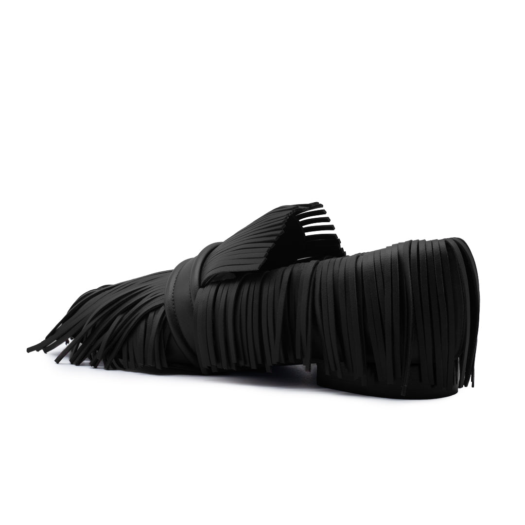PAULITA NAPPA LEATHER BLACK WHIT FRINGES