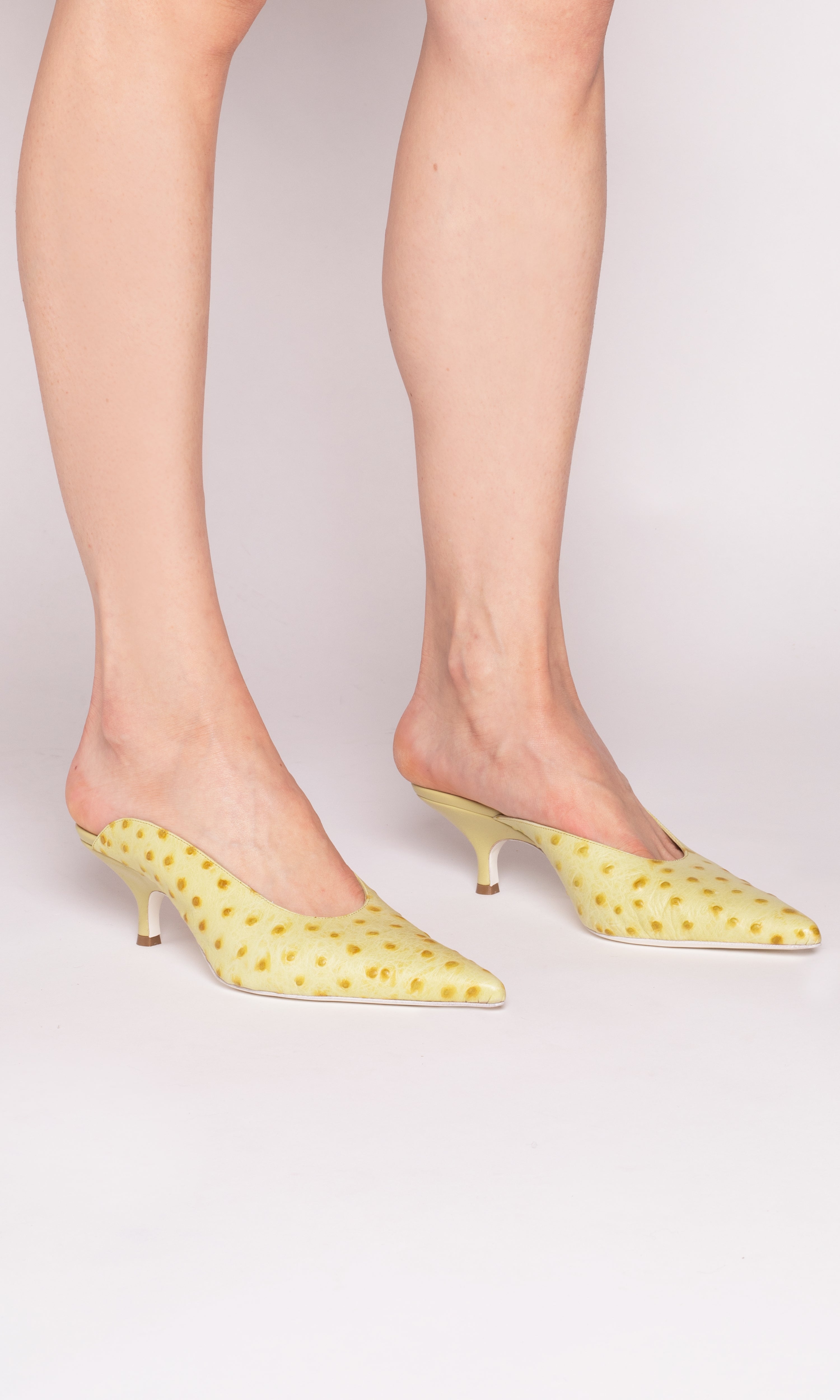ABELLA OSTRICH PRINTED CALF LEATHER PISTACCHIO