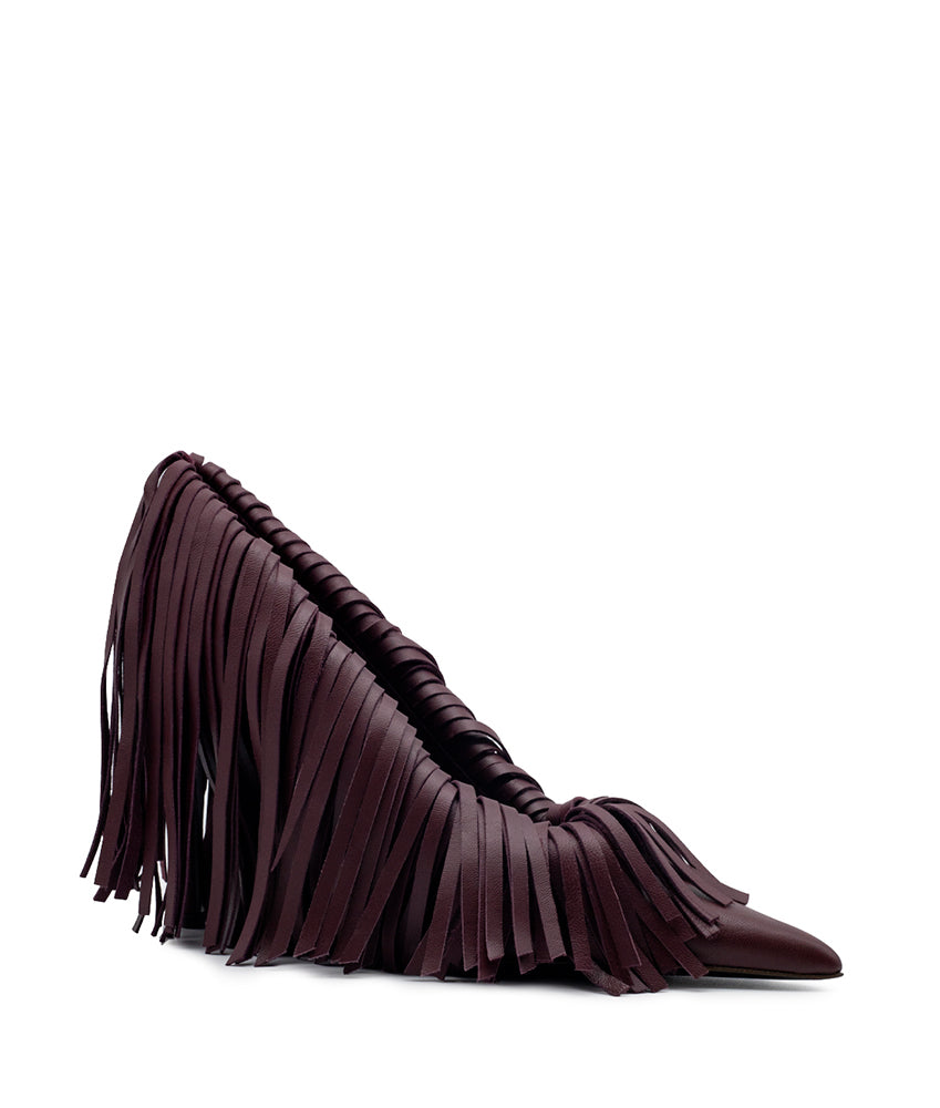 AMELIA FRINGES NAPPA IN BURGUNDY