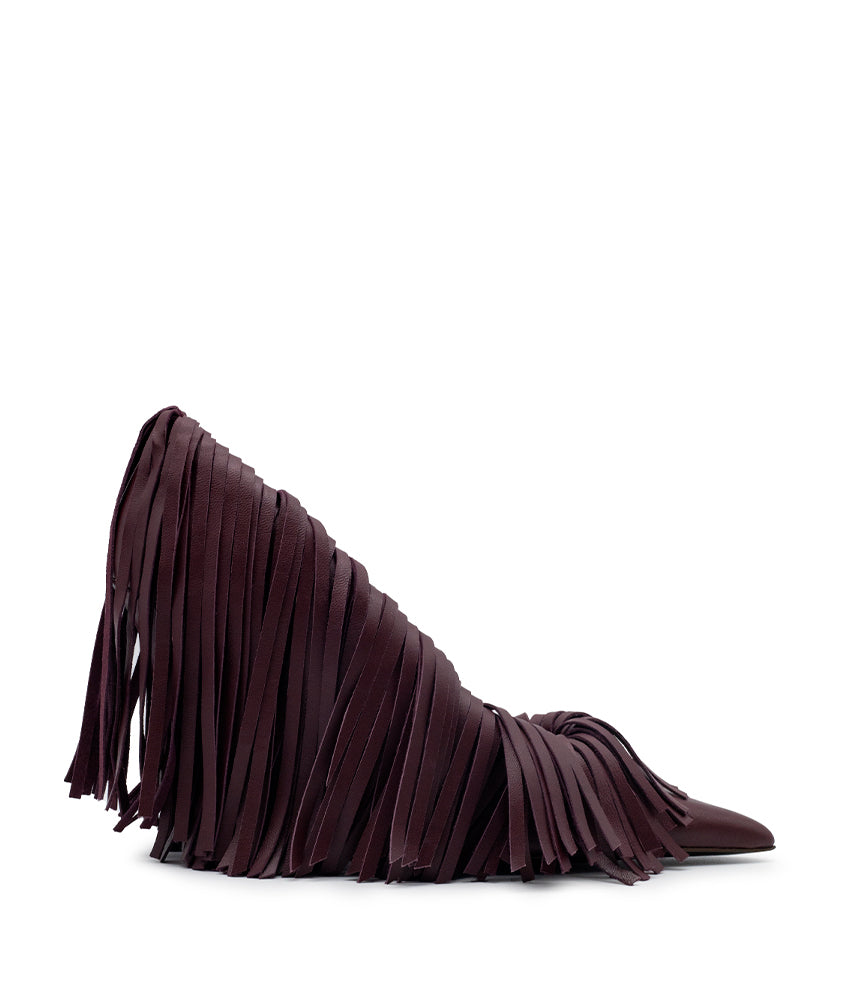 AMELIA FRINGES NAPPA IN BURGUNDY