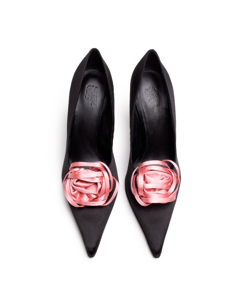 AMELIA FLOWER SATIN IN BLACK / PINK