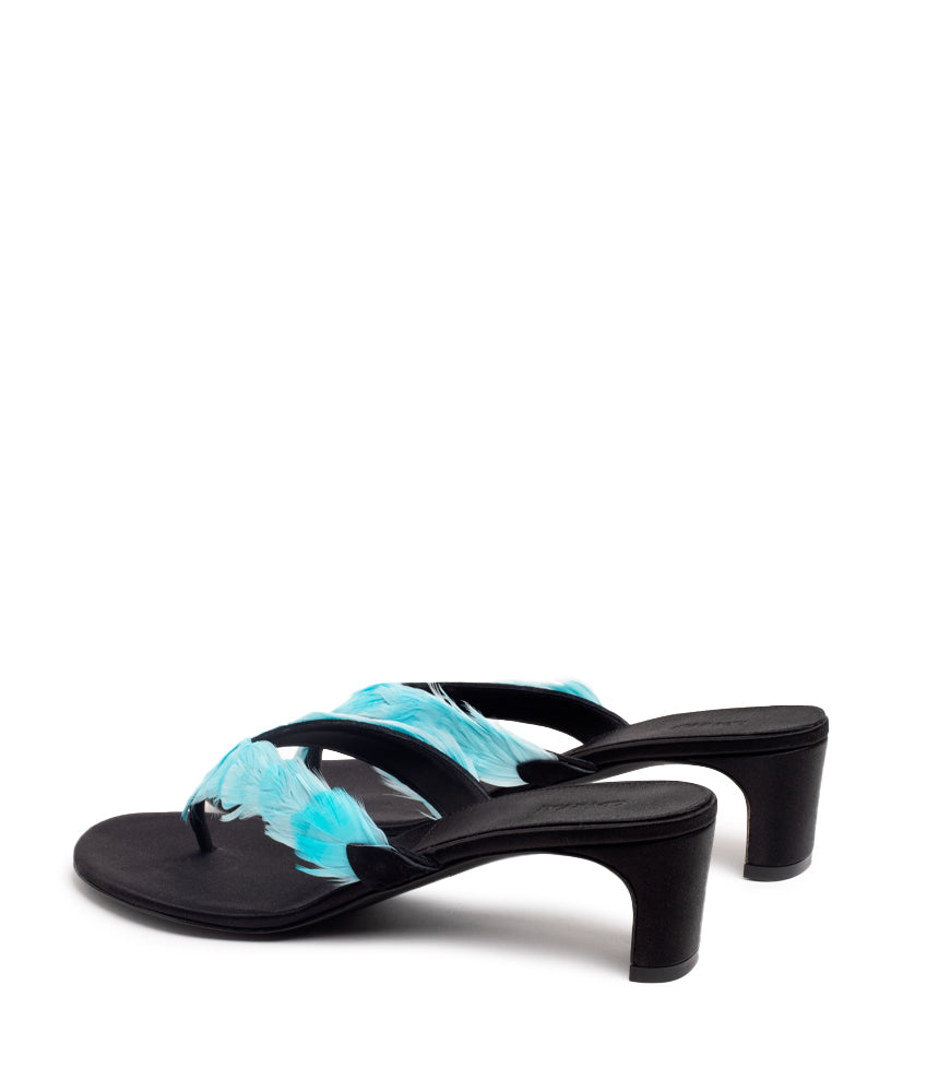 BEUYS FEATHER SATIN IN CYAN AND BLACK