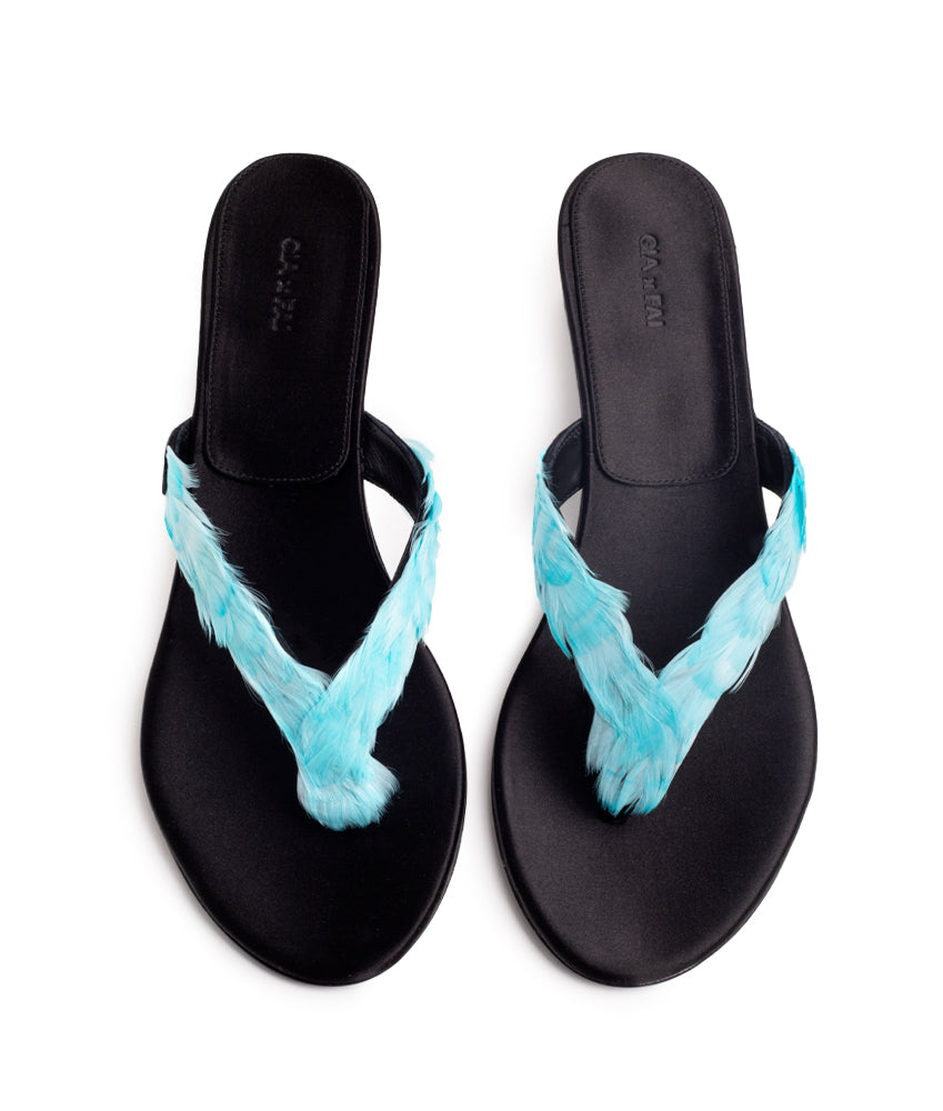 BEUYS FEATHER SATIN IN CYAN AND BLACK