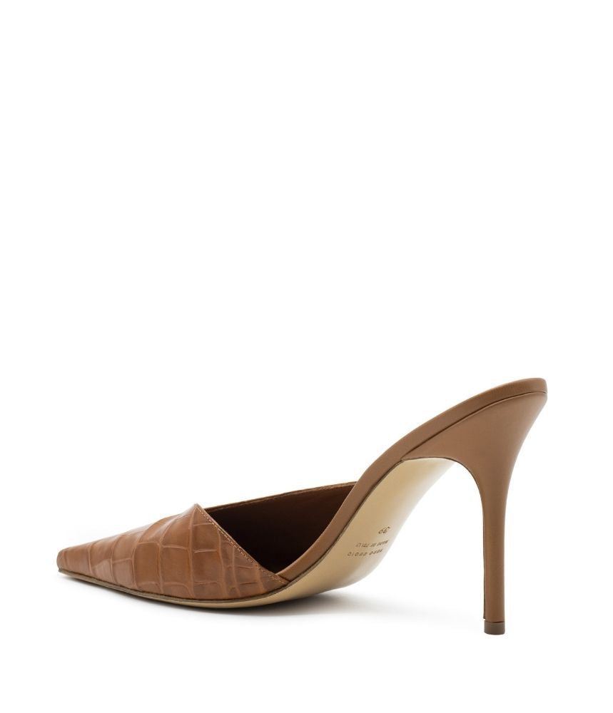 BOSS MULE CROC PRINTED LEATHER IN TAN