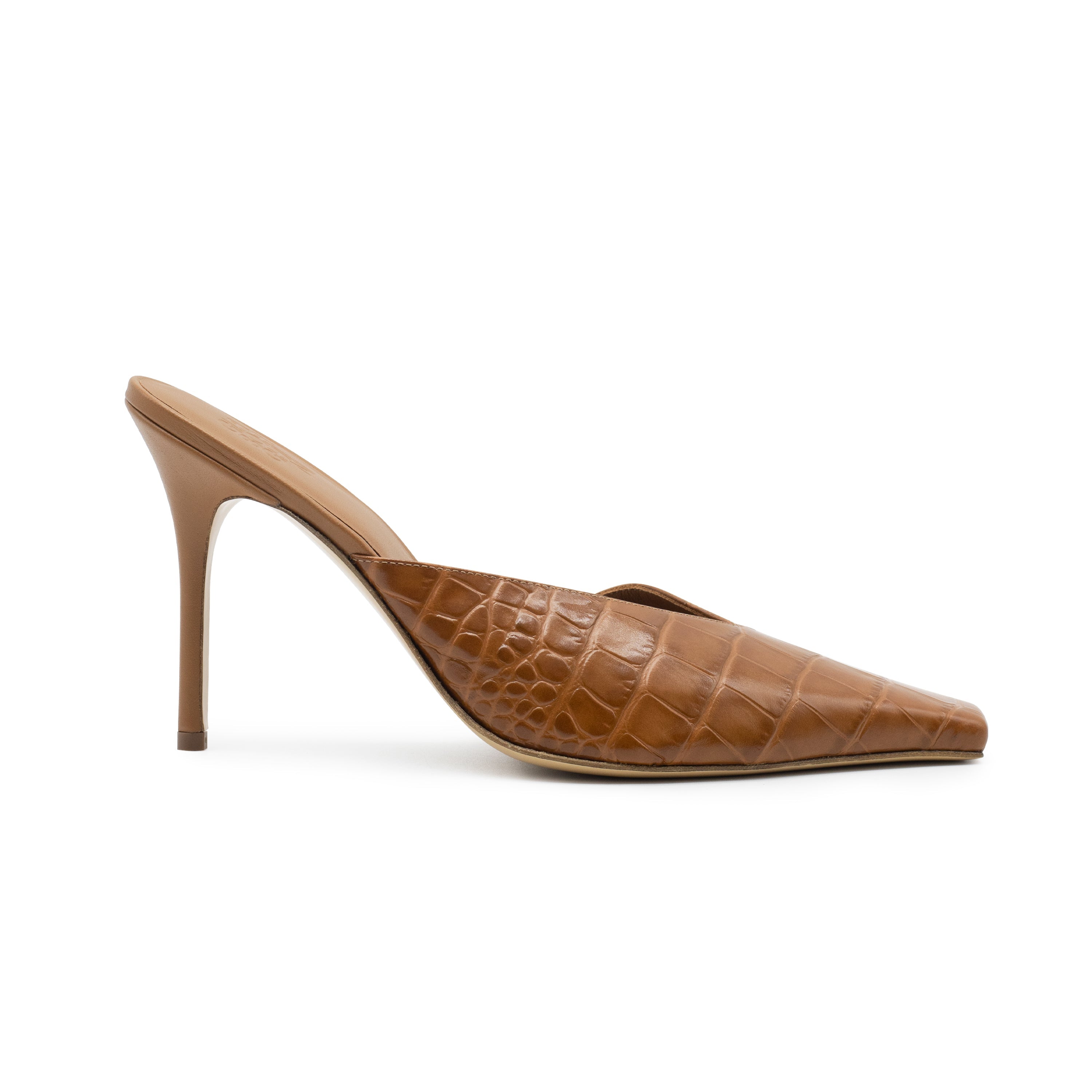 BOSS MULE TAN CROC PRINTED LEATHER