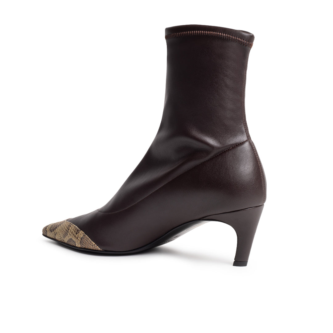 FRANCES SYNTHETIC LEATHER STRETCH IN TIRAMISU AND PYTHON