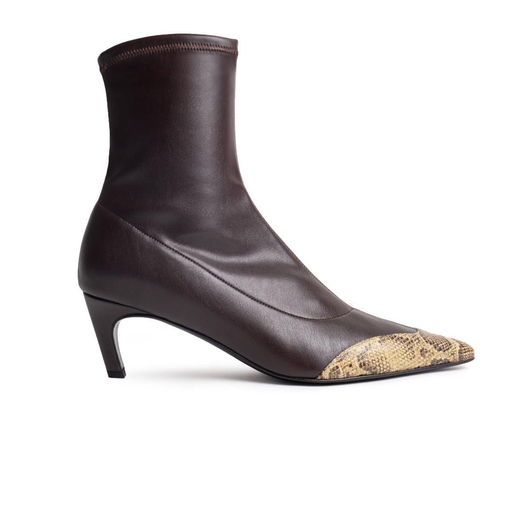 FRANCES SYNTHETIC LEATHER STRETCH IN TIRAMISU AND PYTHON