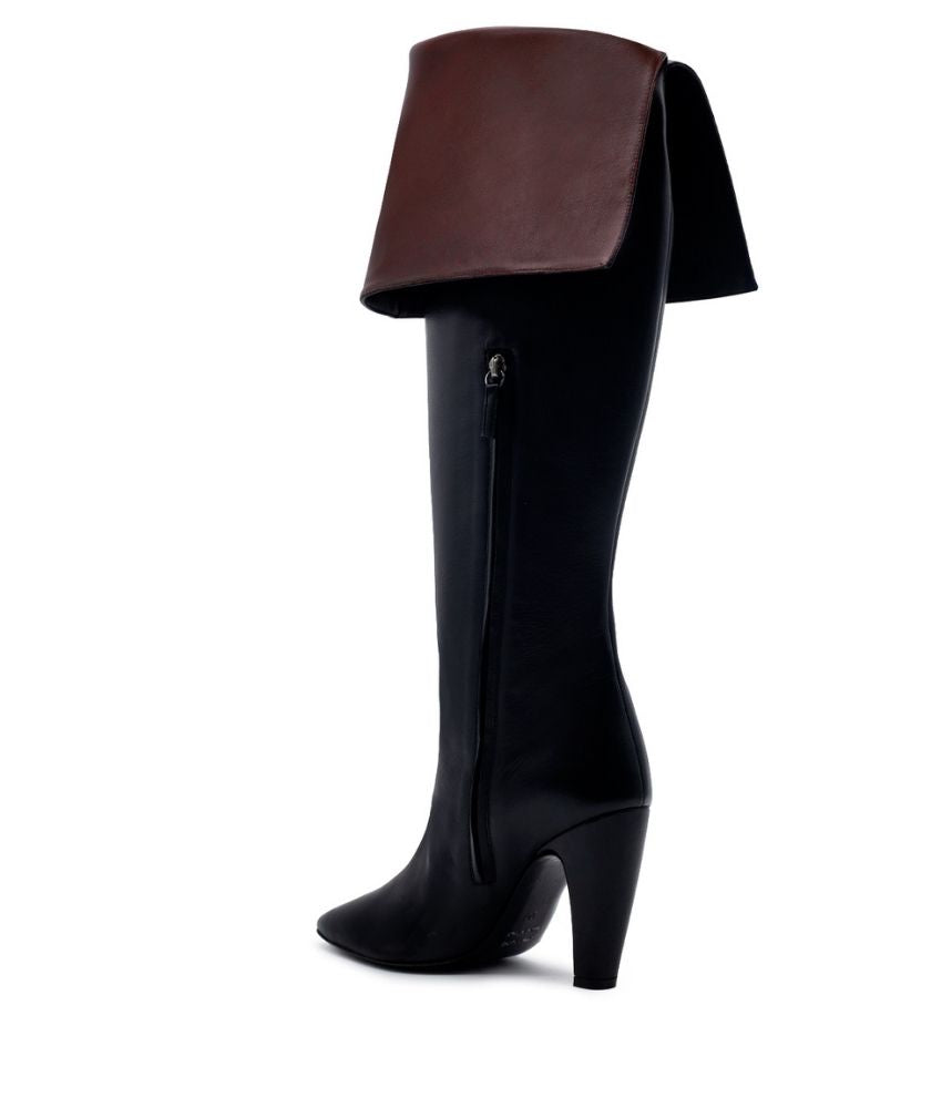 LOUISE BOOT CALF LEATHER IN BLACK/BROWN