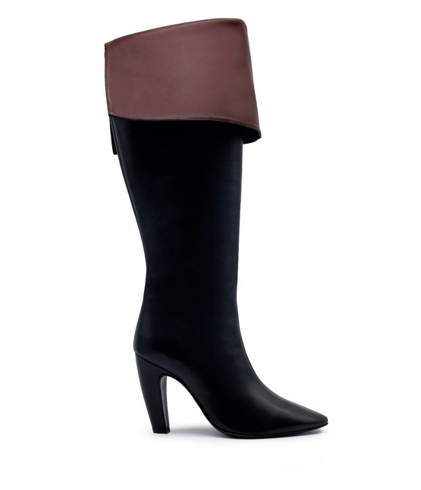LOUISE BOOT CALF LEATHER IN BLACK/BROWN