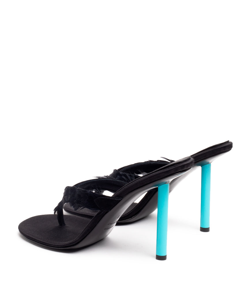 MICHALS FEATHER SATIN IN BLACK AND CYAN