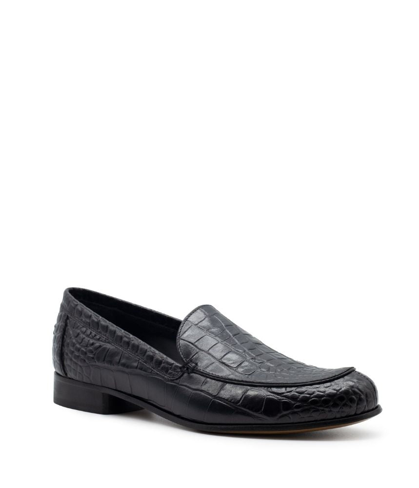 MONEY LOAFER CROC PRINTED LEATHER IN BLACK