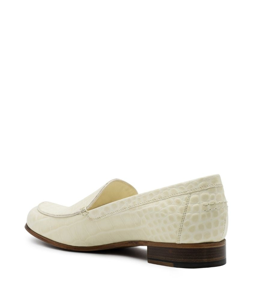 MONEY LOAFER CROC PRINTED LEATHER IN OFF WHITE