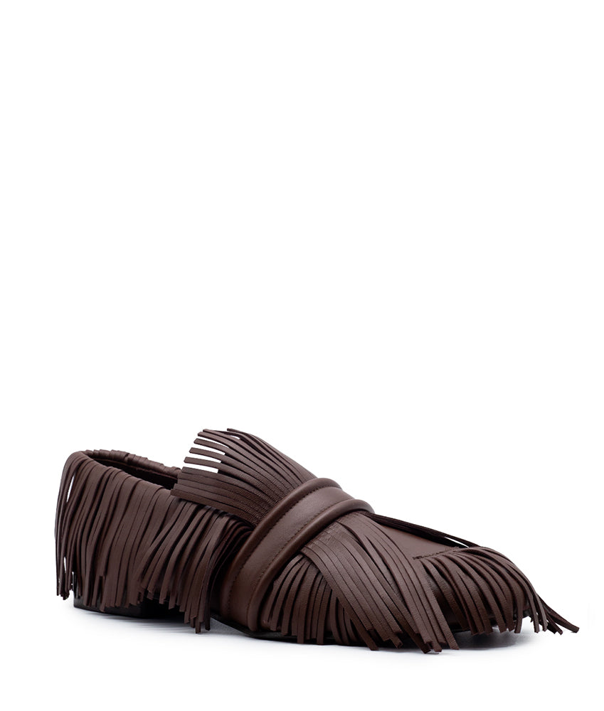 PAULITA LEATHER WITH FRINGES IN CHOCOLATE