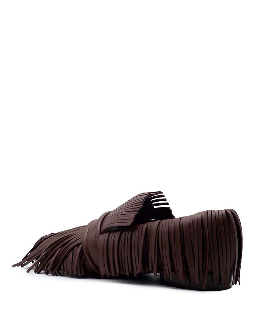 PAULITA LEATHER WITH FRINGES IN CHOCOLATE