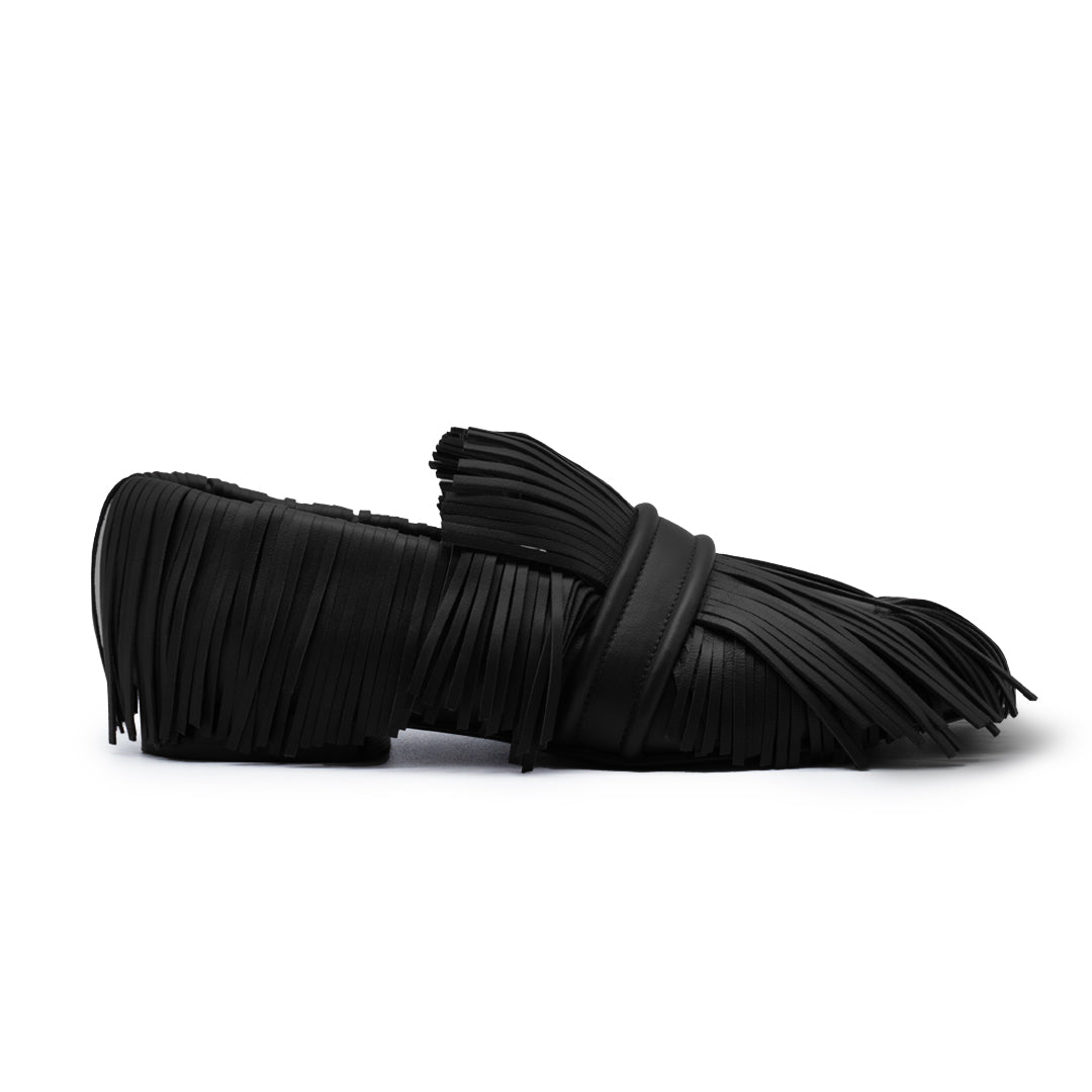 PAULITA NAPPA LEATHER BLACK WHIT FRINGES