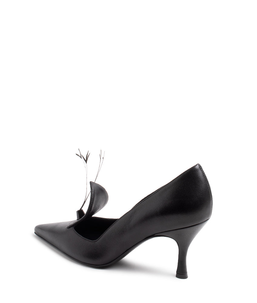 RENATA FEATHER NAPPA LEATHER IN BLACK