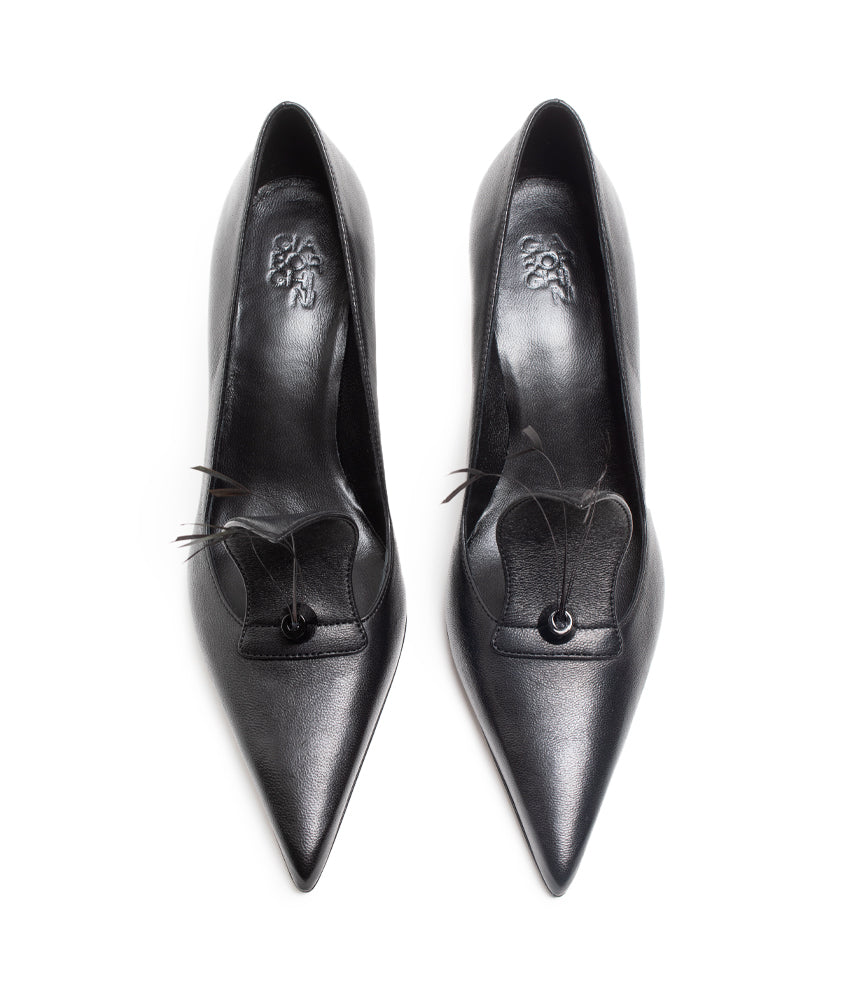 RENATA FEATHER NAPPA LEATHER IN BLACK