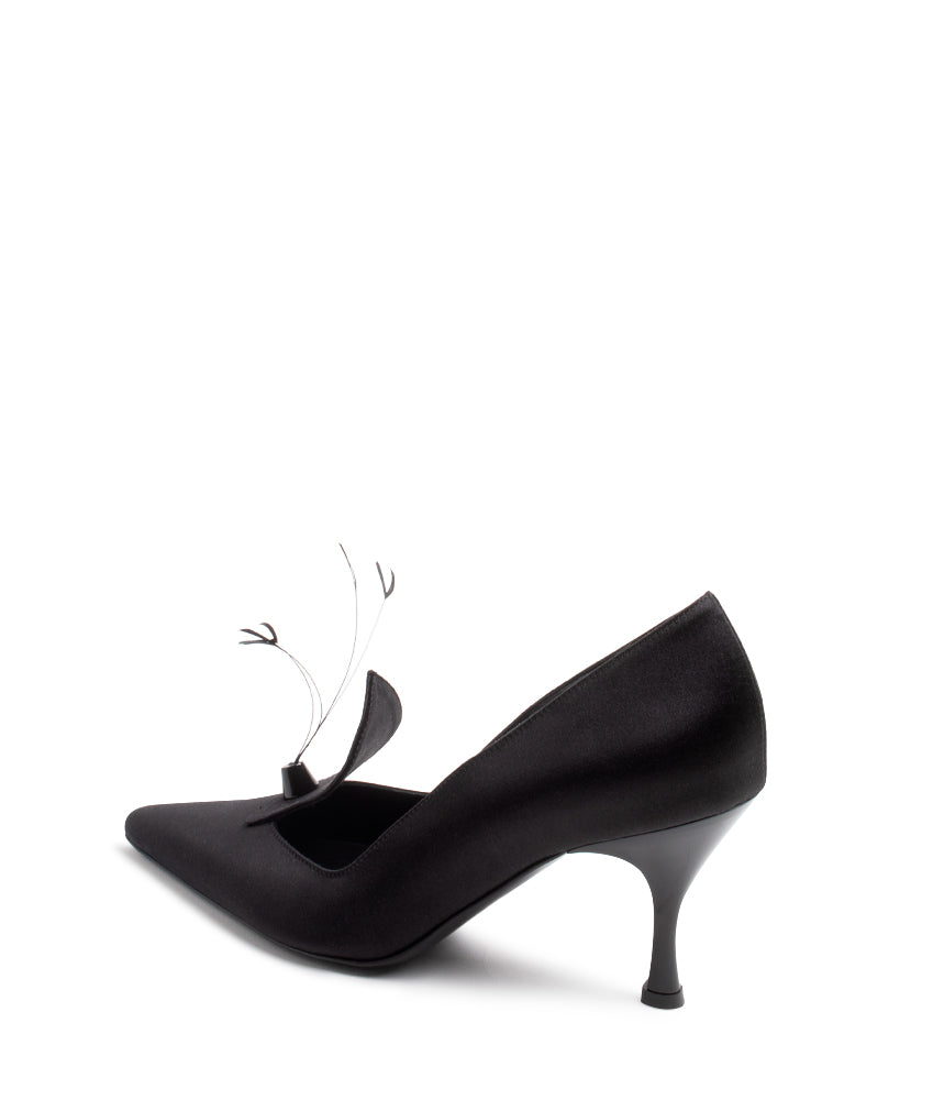 RENATA FEATHER SATIN IN BLACK