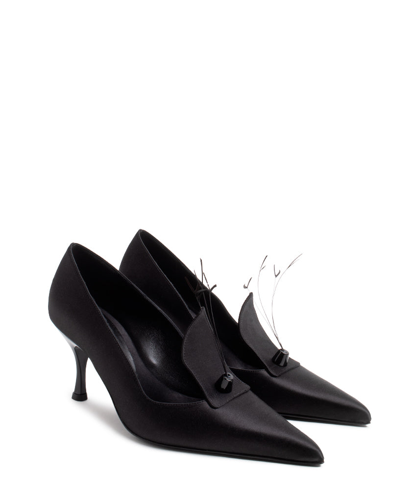 RENATA FEATHER SATIN IN BLACK