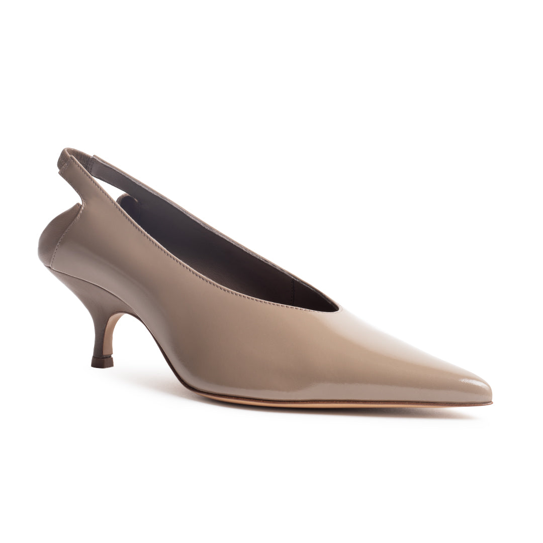 SLOANE SHINY CALF LEATHER IN TAUPE