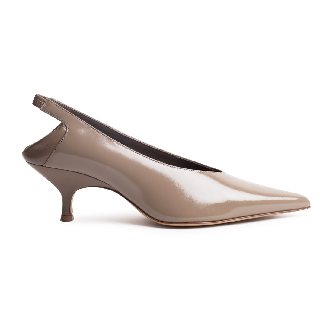 SLOANE SHINY CALF LEATHER IN TAUPE